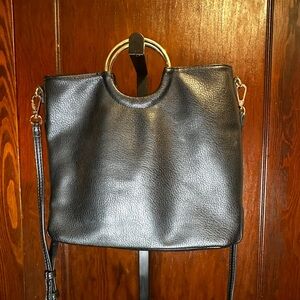 Madison West Elegant Black Leather crossbody Bag